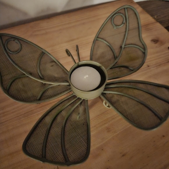 Vintage Iron and Metal Mesh Butterfly Votive Candle Holder - Picture 3 of 10